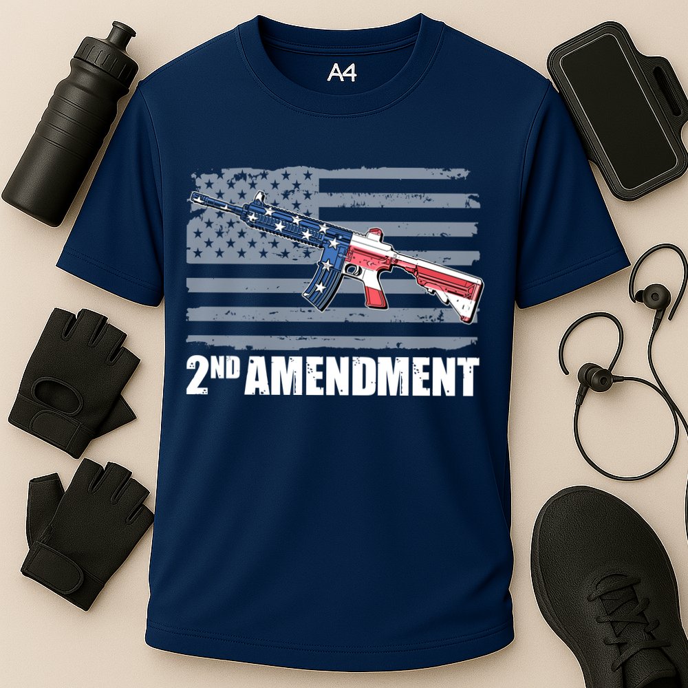 2nd Amendment Distressed American Flag Performance Shirt