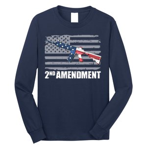 2nd Amendment Distressed American Flag Long Sleeve Shirt