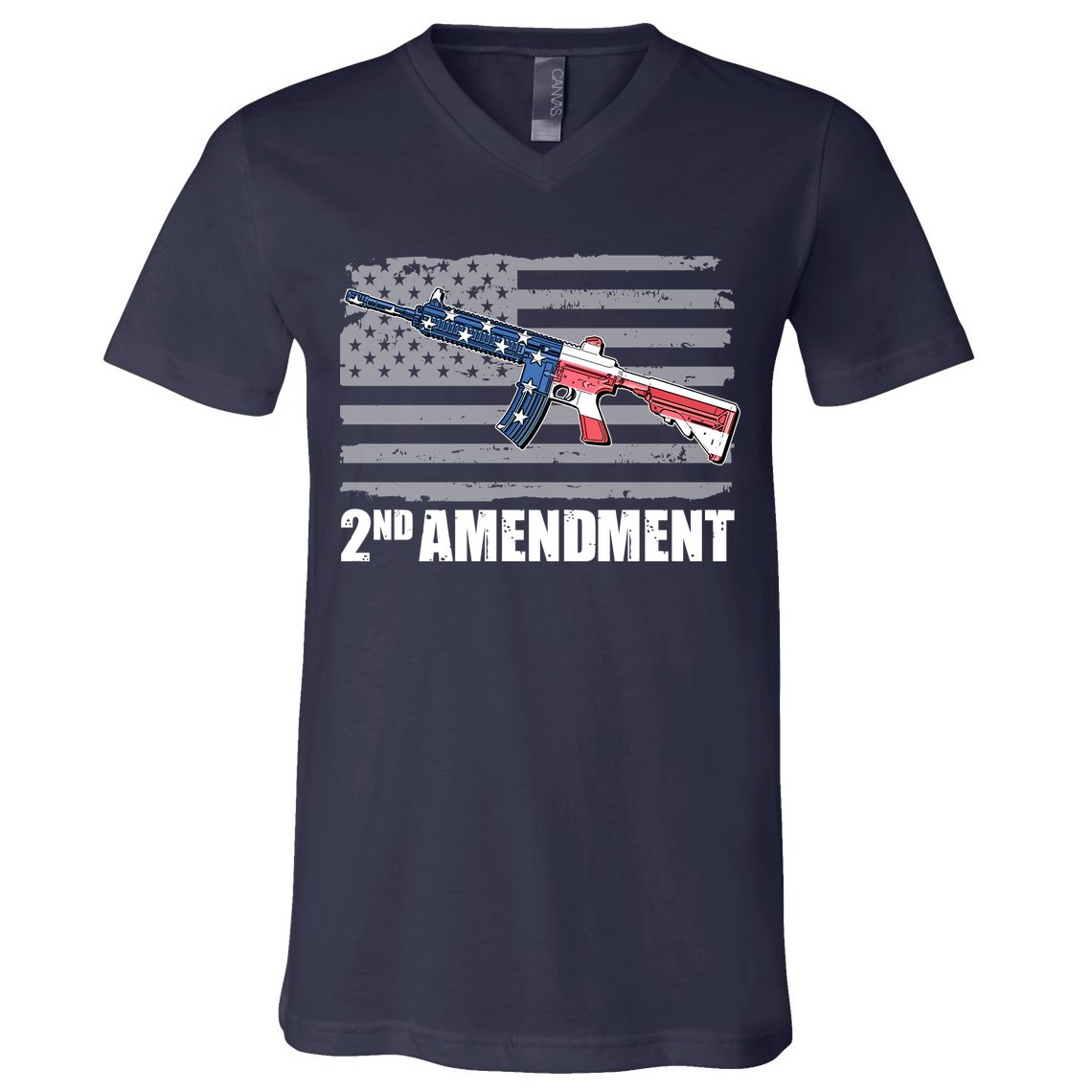 2nd Amendment Distressed American Flag V-Neck T-Shirt