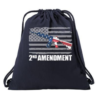 2nd Amendment Distressed American Flag Drawstring Bag