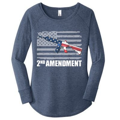 2nd Amendment Distressed American Flag Women's Perfect Tri Tunic Long Sleeve Shirt