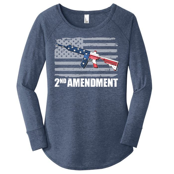 2nd Amendment Distressed American Flag Women's Perfect Tri Tunic Long Sleeve Shirt