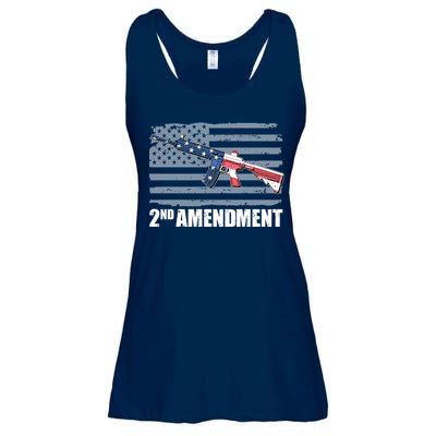 2nd Amendment Distressed American Flag Ladies Essential Flowy Tank