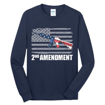 2nd Amendment Distressed American Flag Tall Long Sleeve T-Shirt