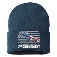 2nd Amendment Distressed American Flag Sustainable Knit Beanie