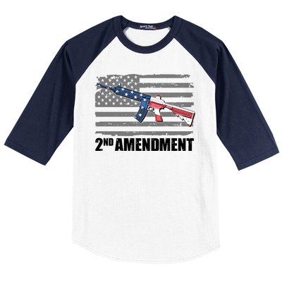 2nd Amendment Distressed American Flag Baseball Sleeve Shirt