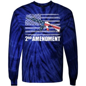 2nd Amendment Distressed American Flag Tie-Dye Long Sleeve Shirt