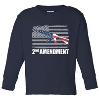 2nd Amendment Distressed American Flag Toddler Long Sleeve Shirt