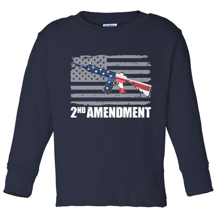 2nd Amendment Distressed American Flag Toddler Long Sleeve Shirt