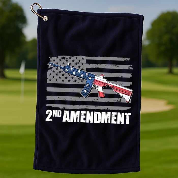 2nd Amendment Distressed American Flag Golf Towel