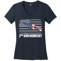 2nd Amendment Distressed American Flag Women's V-Neck T-Shirt