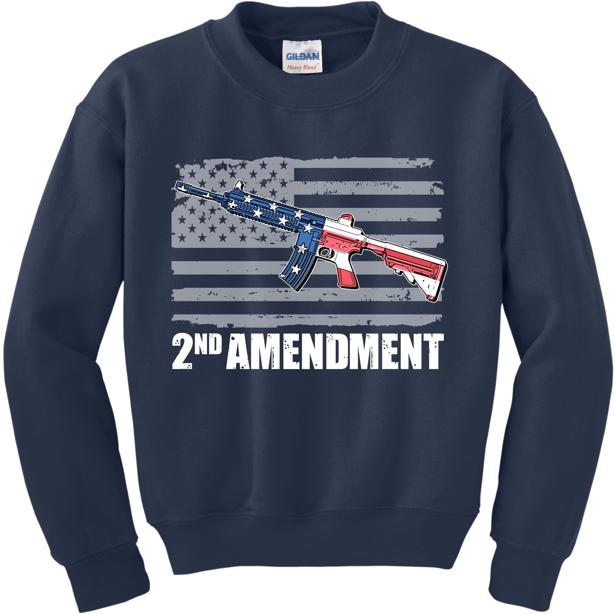 2nd Amendment Distressed American Flag Kids Sweatshirt