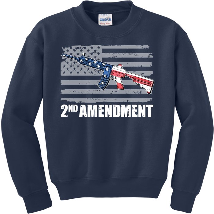 2nd Amendment Distressed American Flag Kids Sweatshirt