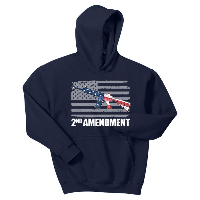 2nd Amendment Distressed American Flag Kids Hoodie