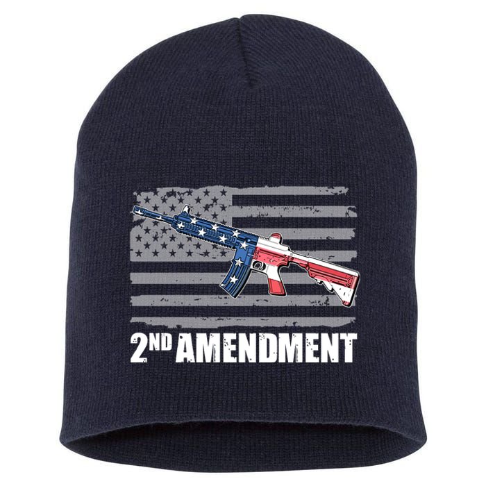 2nd Amendment Distressed American Flag Short Acrylic Beanie