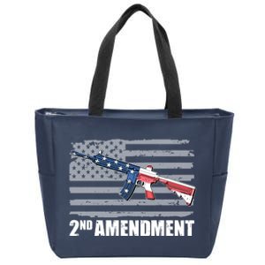 2nd Amendment Distressed American Flag Zip Tote Bag