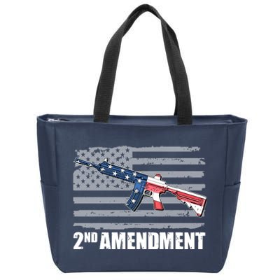 2nd Amendment Distressed American Flag Zip Tote Bag