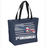 2nd Amendment Distressed American Flag Zip Tote Bag