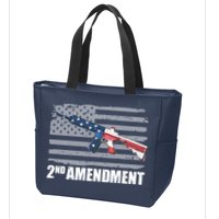2nd Amendment Distressed American Flag Zip Tote Bag
