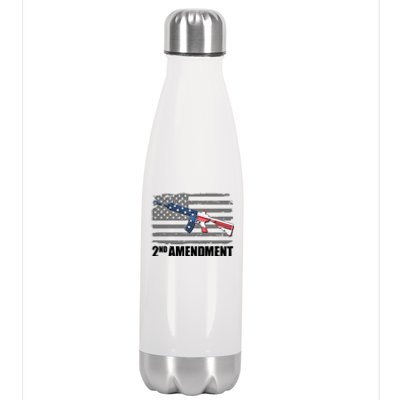 2nd Amendment Distressed American Flag Stainless Steel Insulated Water Bottle