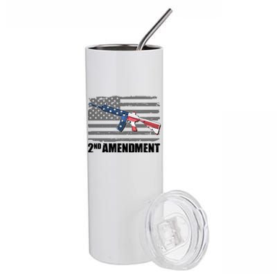 2nd Amendment Distressed American Flag Stainless Steel Tumbler