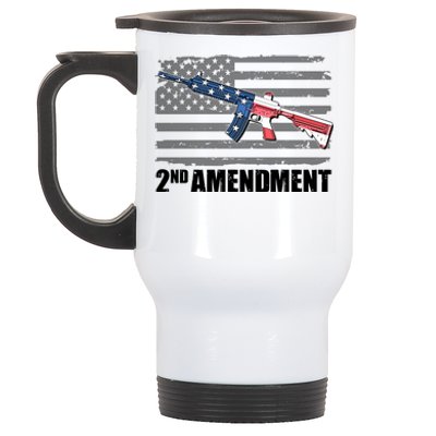 2nd Amendment Distressed American Flag Stainless Steel Travel Mug