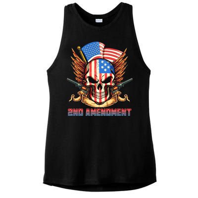 2nd Amendment USA Patriotic Skull Ladies PosiCharge Tri-Blend Wicking Tank