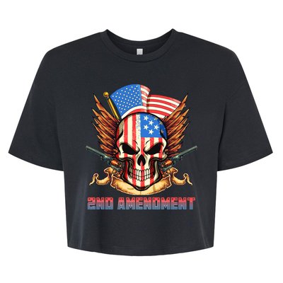 2nd Amendment USA Patriotic Skull Bella+Canvas Jersey Crop Tee