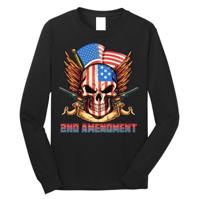 2nd Amendment USA Patriotic Skull Long Sleeve Shirt