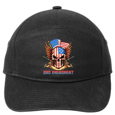 2nd Amendment USA Patriotic Skull 7-Panel Snapback Hat