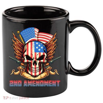 2nd Amendment USA Patriotic Skull 11oz C Handle Ceramic Mug