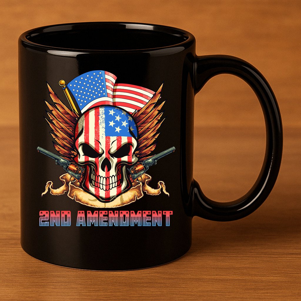 2nd Amendment USA Patriotic Skull 11oz C Handle Ceramic Mug