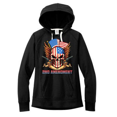 2nd Amendment USA Patriotic Skull Women's Fleece Hoodie