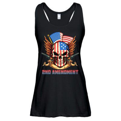 2nd Amendment USA Patriotic Skull Ladies Essential Flowy Tank