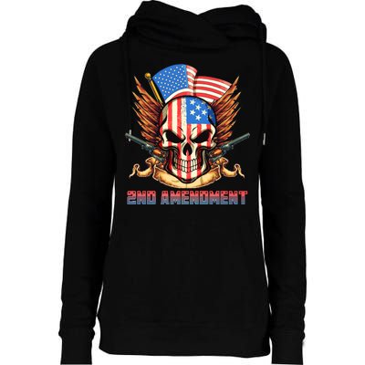 2nd Amendment USA Patriotic Skull Womens Funnel Neck Pullover Hood