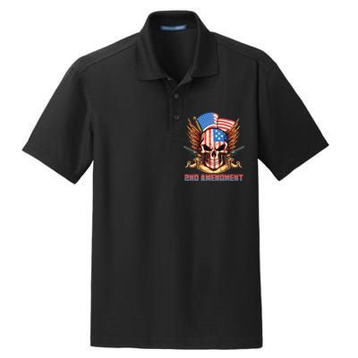 2nd Amendment USA Patriotic Skull Dry Zone Grid Polo