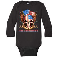 2nd Amendment USA Patriotic Skull Baby Long Sleeve Bodysuit