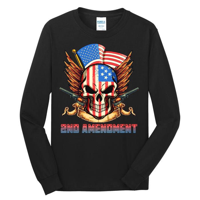 2nd Amendment USA Patriotic Skull Tall Long Sleeve T-Shirt