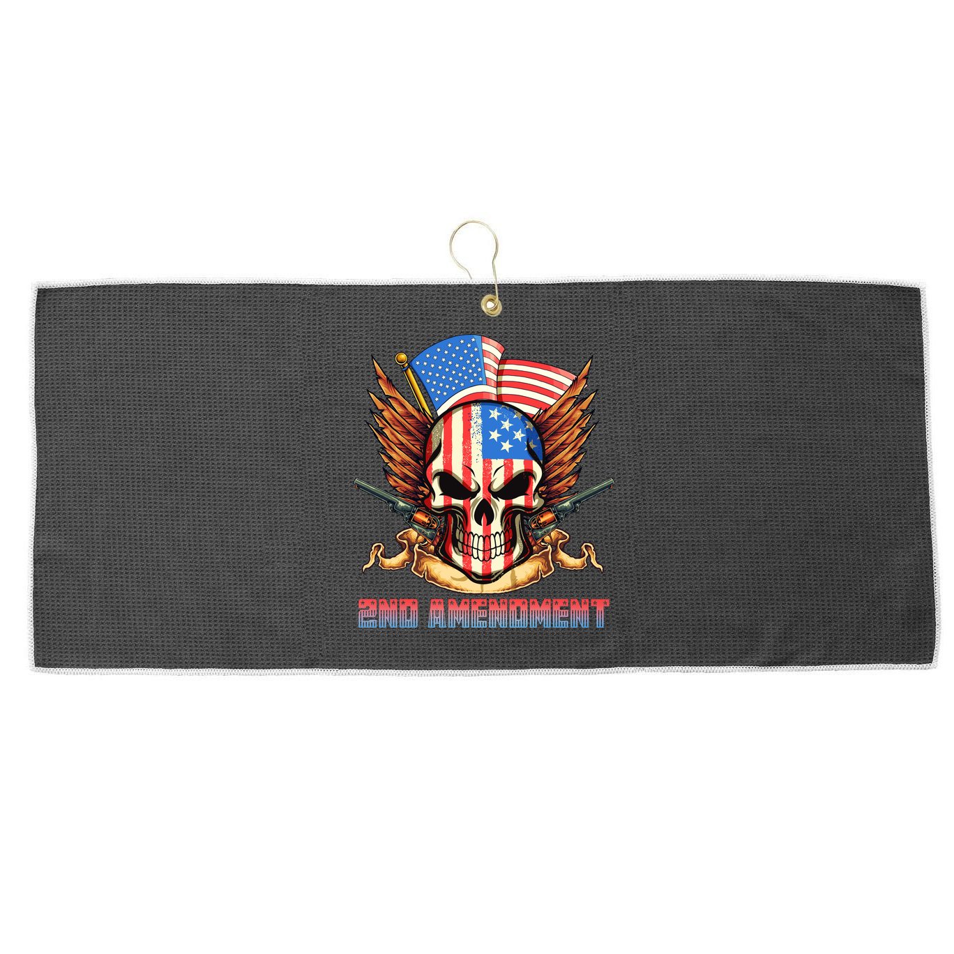 2nd Amendment USA Patriotic Skull Large Microfiber Waffle Golf Towel