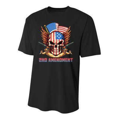 2nd Amendment USA Patriotic Skull Youth Performance Sprint T-Shirt