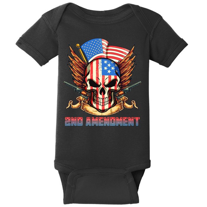 2nd Amendment USA Patriotic Skull Baby Bodysuit