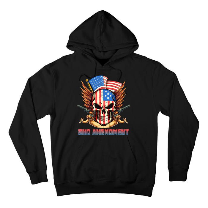 2nd Amendment USA Patriotic Skull Tall Hoodie