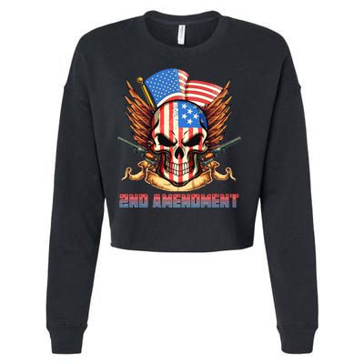 2nd Amendment USA Patriotic Skull Cropped Pullover Crew