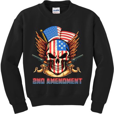2nd Amendment USA Patriotic Skull Kids Sweatshirt