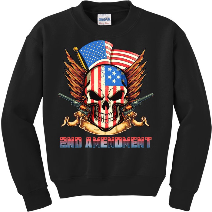 2nd Amendment USA Patriotic Skull Kids Sweatshirt