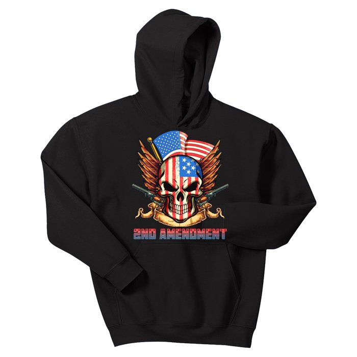 2nd Amendment USA Patriotic Skull Kids Hoodie