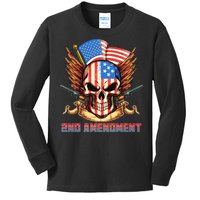 2nd Amendment USA Patriotic Skull Kids Long Sleeve Shirt