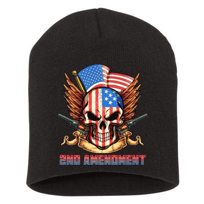 2nd Amendment USA Patriotic Skull Short Acrylic Beanie
