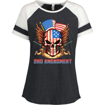 2nd Amendment USA Patriotic Skull Enza Ladies Jersey Colorblock Tee