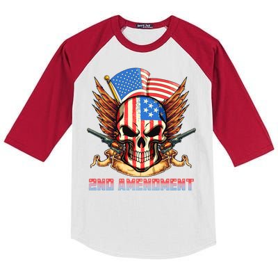 2nd Amendment USA Patriotic Skull Kids Colorblock Raglan Jersey